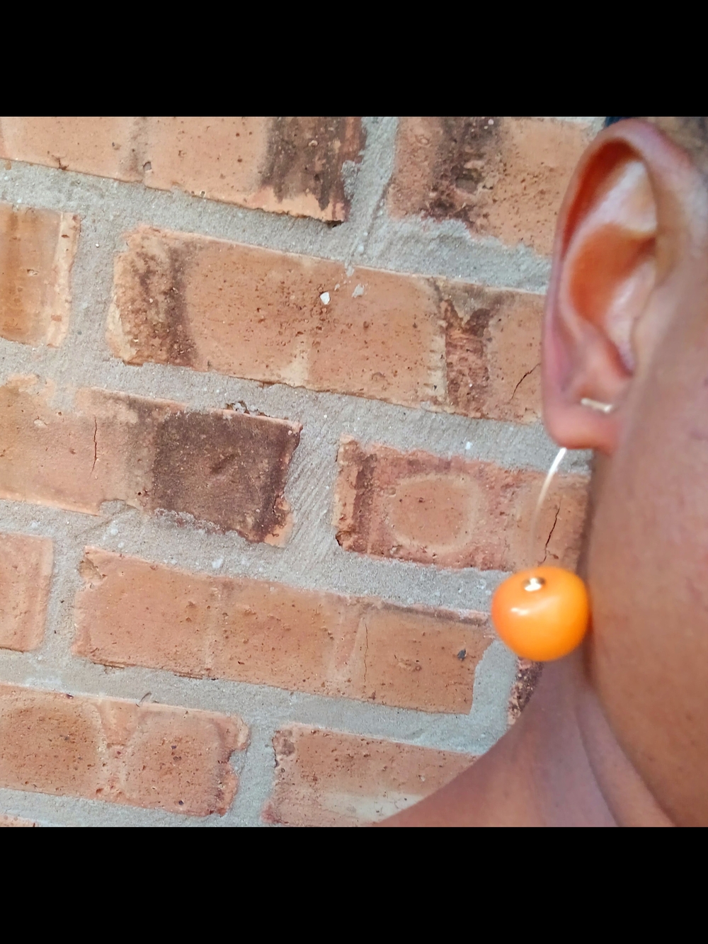 Women's Orange Cherry Hoop Drop Bead Earrings